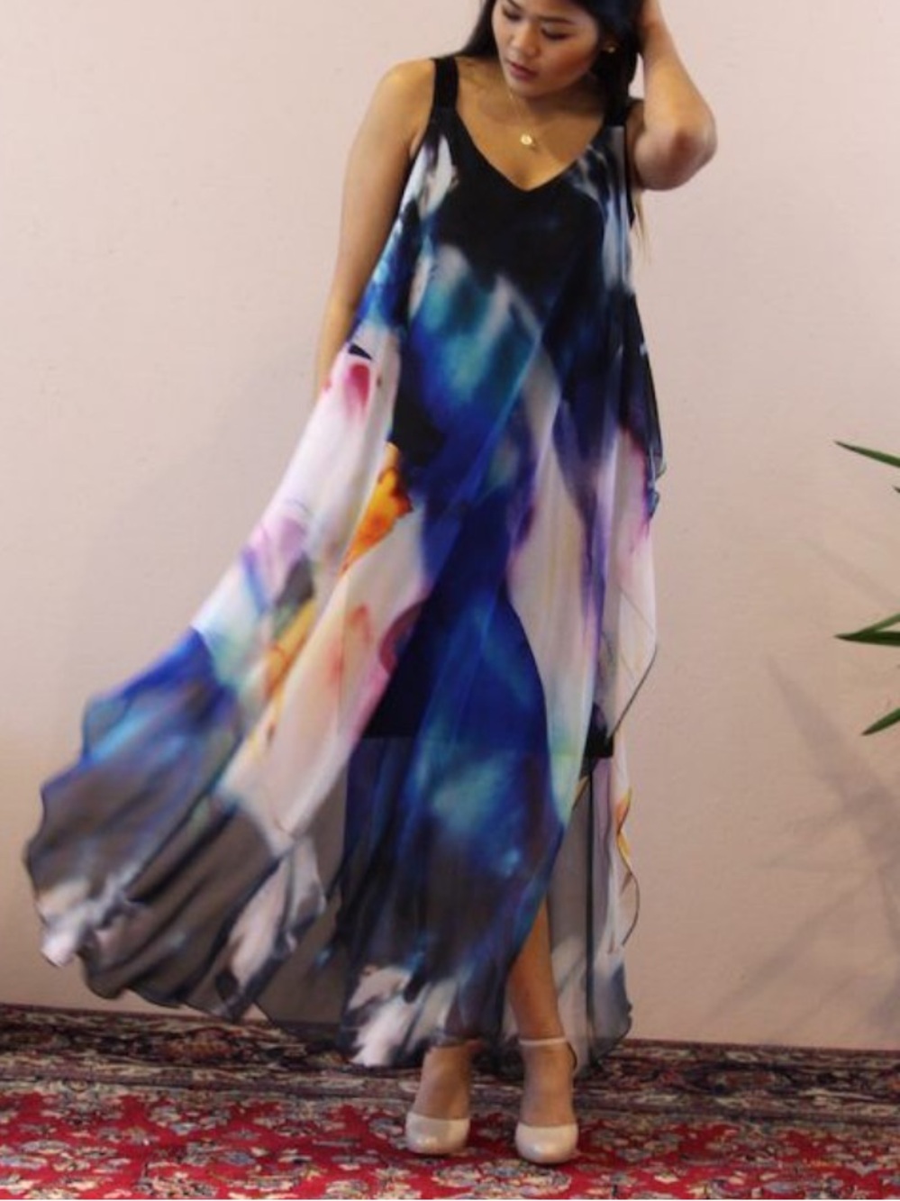 JOSEPH RIBKOFF flowy overlay dress women’s size 8 feminine beach resort wear